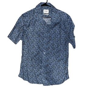 Goodfellow & Co Blue Floral Large Causal Button Down Slim Cotton